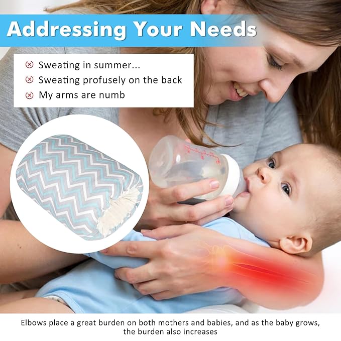 Baby Feeding Arm Pillow,Soft Cotton Bottle Nursing Arm Pillows for Newborn,Breastfeeding Pillows for More Support for Mom and Baby,Portable and Washable,Ergonomic Nursing Essentials(Blue Ripple)