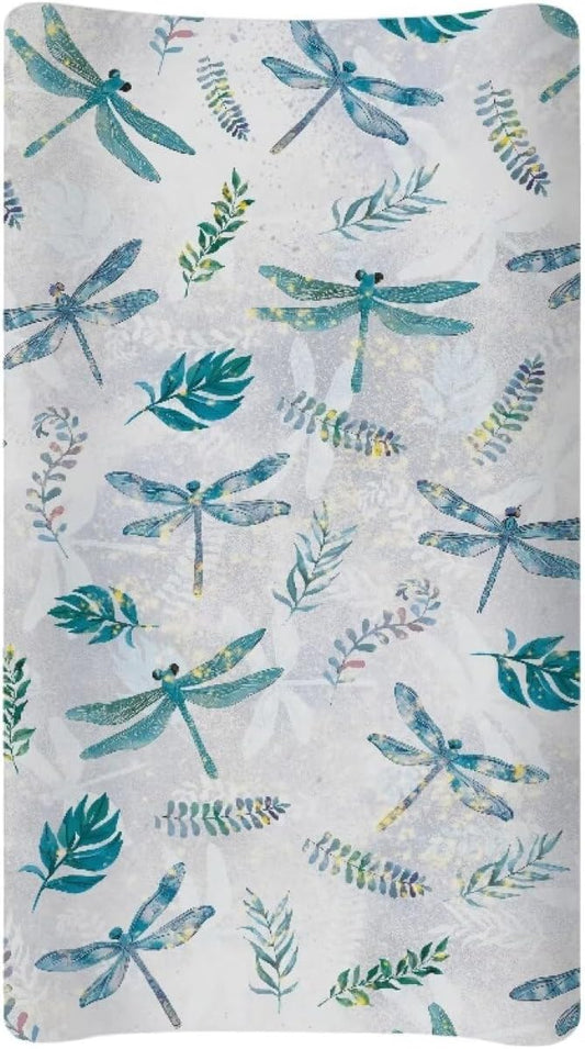 Dragonfly Baby Changing Pad Cover Stretchy Changing Table Cover Breathable Nursery Pad Change Cover Fit 32"x16" Contoured Pad