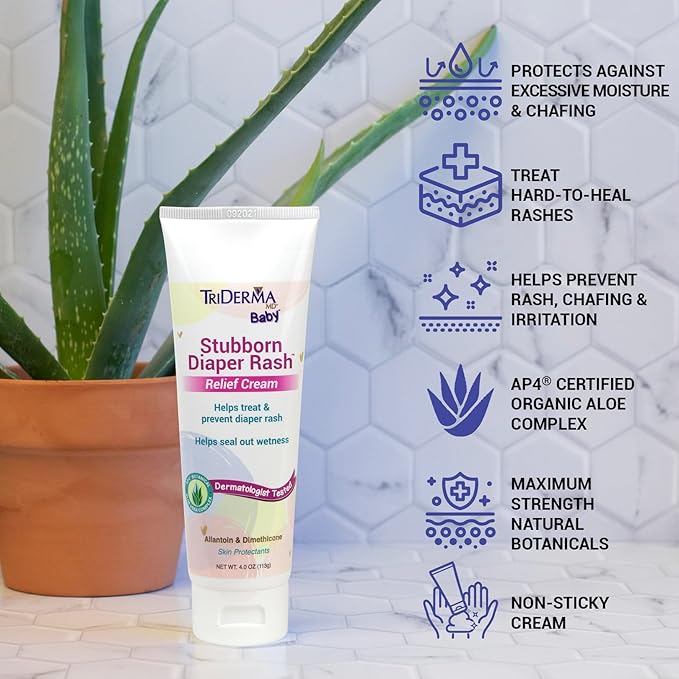 TriDerma Stubborn Diaper Rash Relief Cream - FSA Eligible 2.2 oz