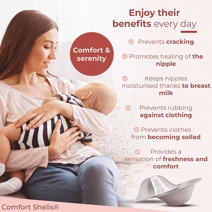 Comfort Shells® 999 Silver Nursing Cups & Washable Breast Pads | Silver Nipple Shields for Breast Feeding Moms | Soothe, Heal & Protect Sore or Cracked Nipples