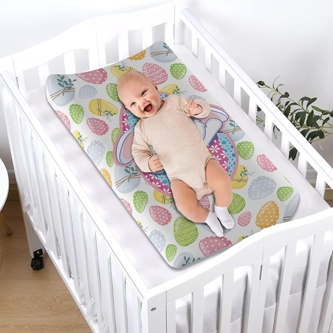 Cute Rabbit Easter Changing Table Cover Waterproof Changing Pad Cover for Baby Comfy Breathable Stretchy Universal Tray Table Mat Easy to Clean