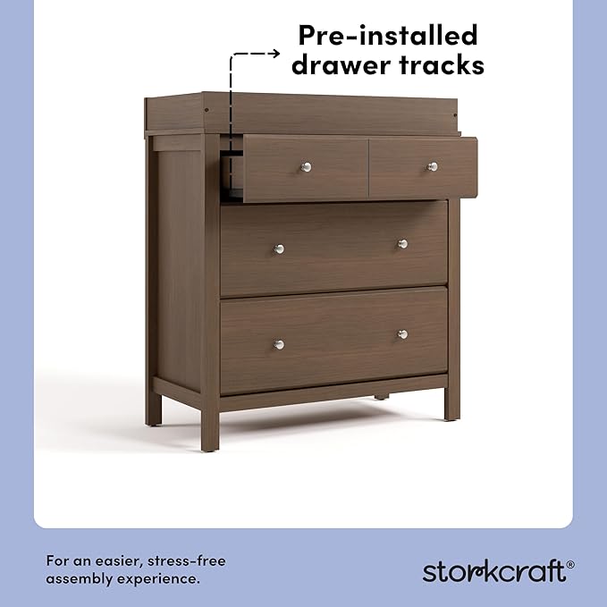 Storkcraft Horizon 3 Drawer Chest with Removable Changing Topper (Hazelnut) – GREENGUARD Gold Certified Nursery Dresser, Kids’ Storage Chest with Organizer, Durable and Stylish 3-Drawer Design