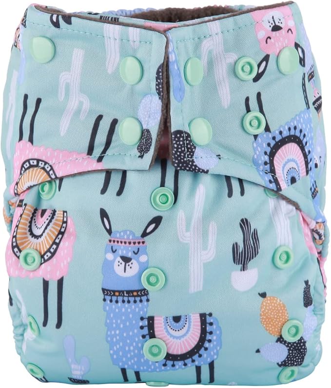 3 AIll in One Cloth Diapers Nappies for Night AIO Sewn in Insert Reusable Washable (Whales Foxes)