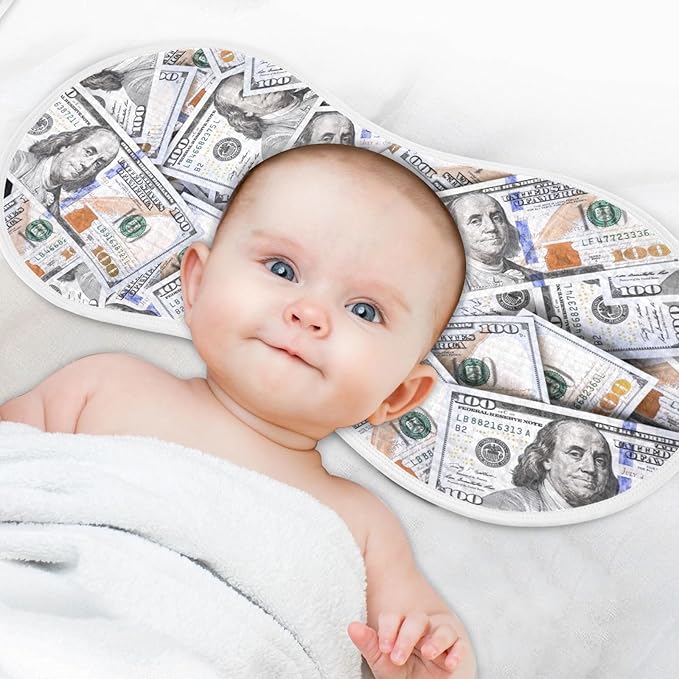 Muslin Burp Cloths for Baby Boys and Girls - 4-Pack Ultra Absorbent Money Hundred Dollar Bill Muslin Washcloths, Newborn Towel, Milk Spit Up Rags, Burp Cloth Bib for Unisex, 22 x 11 Inch