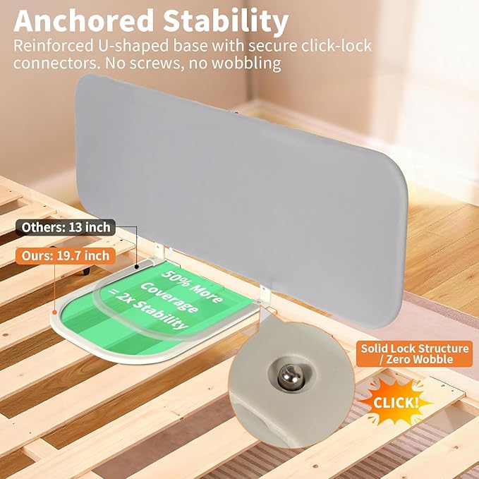 Travel Bed Rails for Toddlers with Motion Sensor Light, Foldable Toddler Bed Rail 48" Extra Long Safety Guard, Deep U-Shaped Base (No Straps Needed) for Twin, Full, Queen & King Mattresses