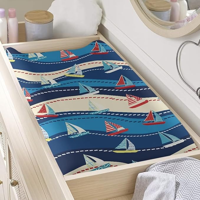 Ships Changing Pad Covers, Breathable Baby Change Table Cover Non Slip Change Sheet for Newborn Babies Boys Girls