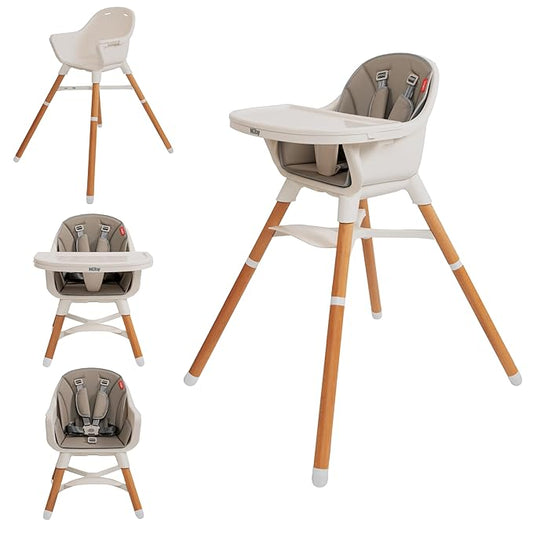 Nuby 4-in-1 Baby High Chair Seat with Removable Tray - 6+ Months to 3 Years - Adjustable Toddler Chair for Eating - Holds Up to 60 lbs - Gray