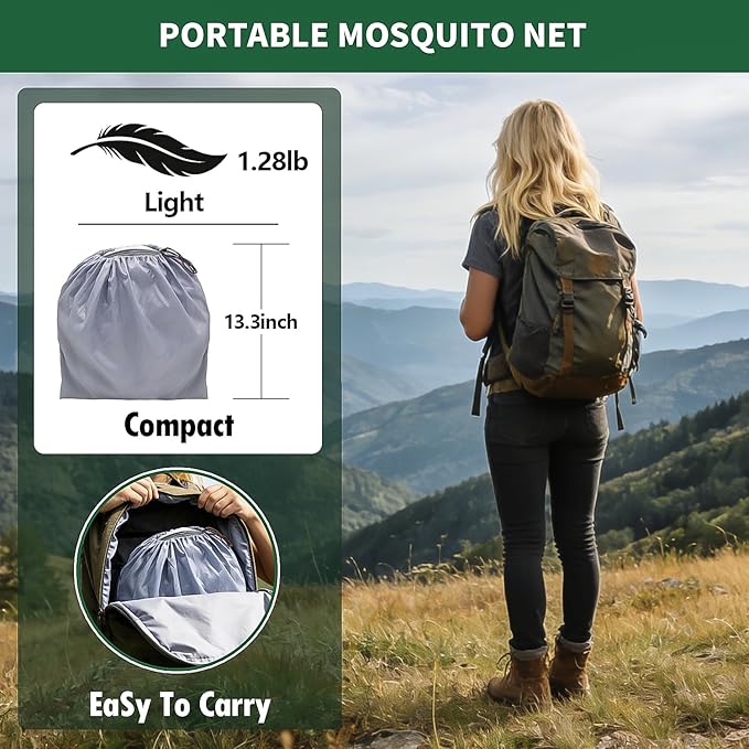 Extra Large Pop Up Mosquito Net,Soft,Comfortable,Sturdy Durable,and Breathable Mesh Tent,78x 41x 31In,Foldable and Easy To Carry,Mosquito Net for Bed,Adult Bedroom,Travel,Camping,Beach,Jungle Sleeping