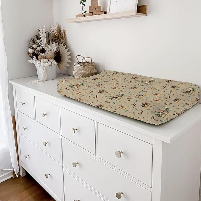 Vintage Deer Hunting Baby Changing Pad Covers for Boy Girl 32''x16'' Turkey Hunting Unisex Fitted Changing Table Sheets Wild Animals Hunter Comfort Soft Breathable Nursery Diaper Change Table Mats