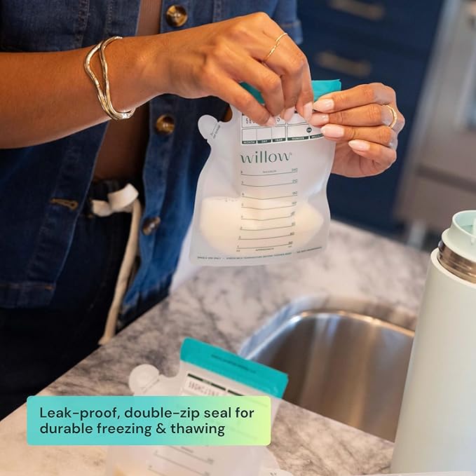 Willow - 8oz Breast Milk Storage Bags - SmartStash Tracking - 100ct - Double Zip Seal for Durability - Freezer & Fridge Breastmilk Storage - Easy Pour Spout - BPA Free - Breastfeeding Essentials