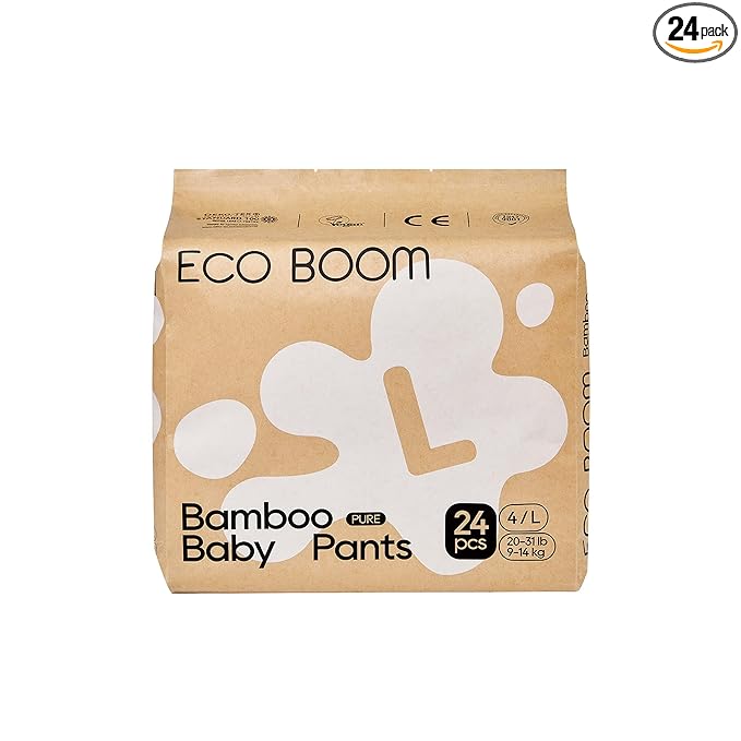 ECO BOOM Training Pants for Toddler Potty, Hypoallergenic for Sensitive Skin, Size 4 (L) Suitable for 20 to 31lb, 24 Count