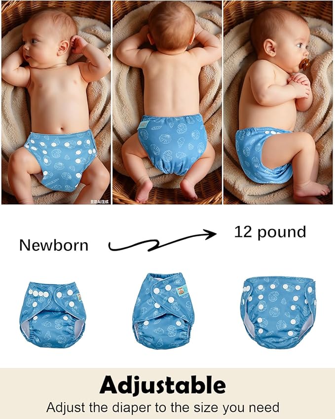 ALVABABY Baby Pocket Newborn for Less Than 12pounds Baby Snaps Cloth Diapers Nappy 6pcs with 12 Inserts 6SVB132