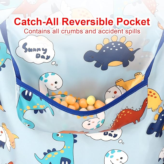 Accmor 4 Pack Long Sleeve Baby Bibs, Waterproof Sleeved Bibs for Eating Feeding, Toddler Baby Girls Boys Smock Bibs