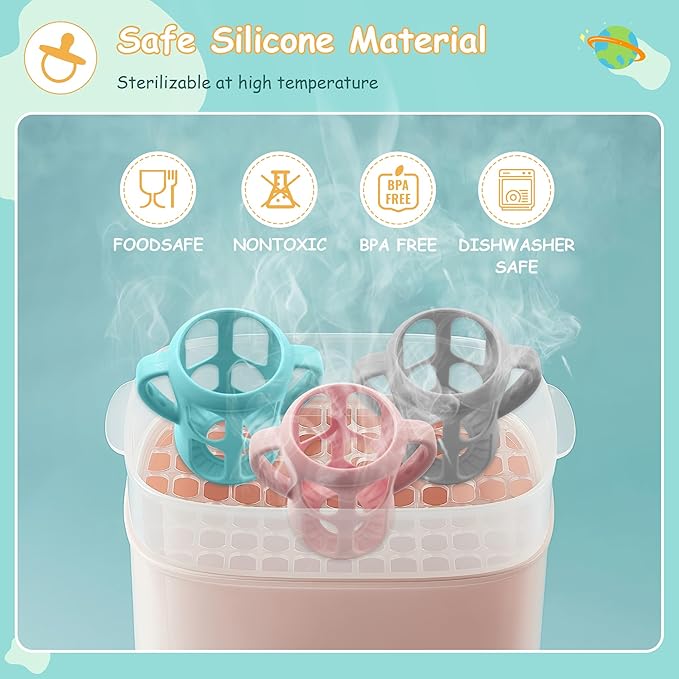4 Pack Silicone Sleeves with Handles for Philips Avent Natural Baby Bottle 9 oz/8 oz, Avent Glass Bottles Sleeve Easy grip, Anti Breakage Baby Bottle Holder, Compatible with Philips Avent Glass Bottle