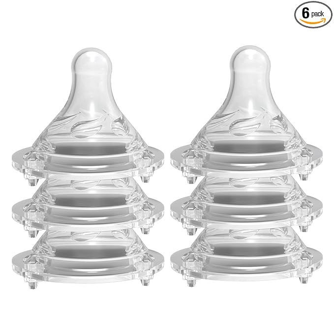 Avima Baby Anti Colic Nipples for Wide Neck Bottles, Silicone Breast Like Nipples - Newborn 0 to 3+ Months, Slow Flow, Level 1 (Pack of 6)