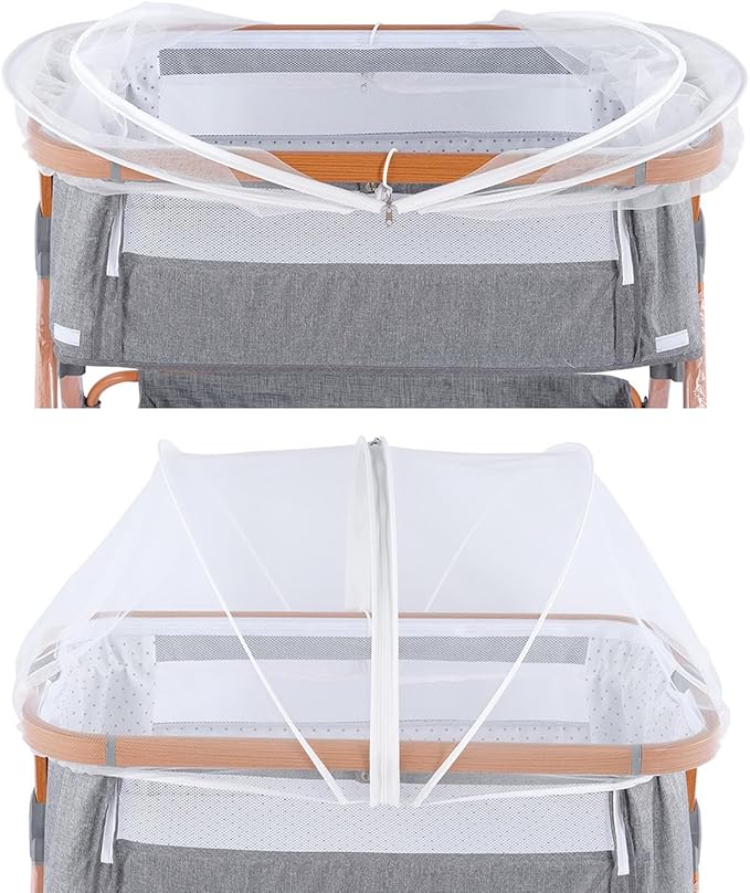 SeedFuture Bassinet Mosquito Net Cover with 2-Way Zipper for Baby Bassinet Bedside Sleeper Travel Crib White