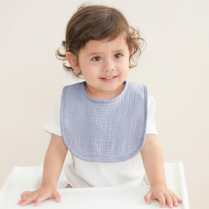 Susurration Muslin Baby Bibs 6 Pack Cotton Baby Drool Bibs,Soft Adjustable Baby Drooling Bibs for Unisex Boys Girls