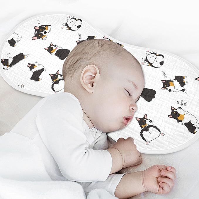 vvfelixl Baby Burp Cloths Pembroke Welsh Corgi Tricolor Dog Seamless Pattern Baby Newborn Cotton Burping Cloths Set Baby Washcloths 4 Pack