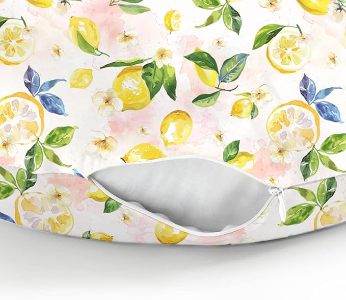 Vintage Lemons Baby Nursing Pillow Covers for Boy Girl Lemon Branch Leaves Flowers Nursing Pillowcase for Breastfeeding Pillows Tropical Summer Fruits Soft Stretchy Slipcovers for Newborn Infant