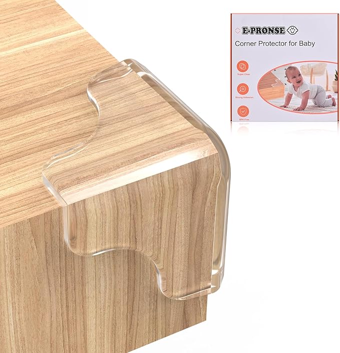 E-PRONSE New Pre-Taped Corner Protectors, 12PCS Corner Protector Baby with Improved Smooth Corner, Furniture Table Corner Protectors for Baby Proofing with Strong Ahesion