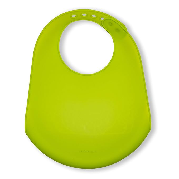 modern-twist Bucket Bib 100% plastic free silicone, waterproof, adjustable, dishwasher safe, Green Foxes