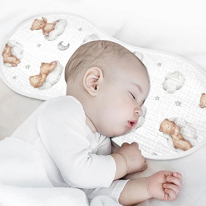vvfelixl Muslin Burp Cloths Bears Clouds Baby Girl Boys Unisex Baby Bibs Absorbent & Soft 22 * 11IN, 2 Pack