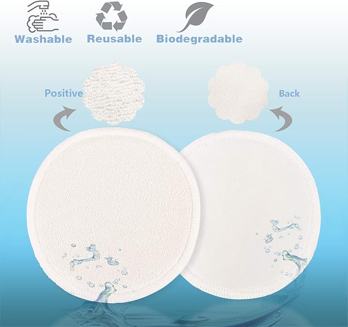 PHOGARY 14PCS Washable Nursing Pads, Reusable Organic Bamboo Breast Pads with Laundry Bag and Storage Bag - Soft, Absorbent, Hypoallergenic, Eco Pads for Breastfeeding