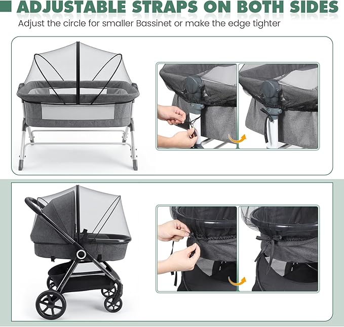 Orzbow Bassinet Cover for Cats - Breathable Mosquito Net Cover for Cradles/Travel Cribs/Mini Cribs, Baby Mosquito Net to Keep Pets Out, Baby Bassinet Accessories, Two-Way Self-Locking Zippers, Black