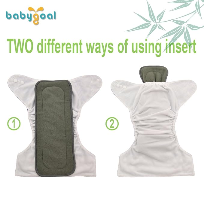 babygoal Reusable Cloth Diapers 6 Pack+22 Inserts, One Size Adjustable Washable Pocket Nappy Covers for Baby Boys,Rash-Free
