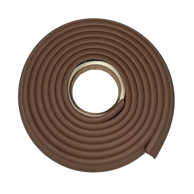 Cardinal Gates EC Edge Cushion for Baby Proofing - Edge Corner Protector Soft Foam Strip for Baby Safety – Guard Against Child Injury on Desk, Table, Bed - 12 Feet of Padding - Made in USA – Brown