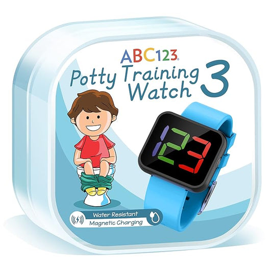 ABC123 Potty Training Watch 3 (2023 Edition) - Baby Reminder Water Resistant Timer for Toilet Training Kids & Toddler with Wireless Charging (Blue)