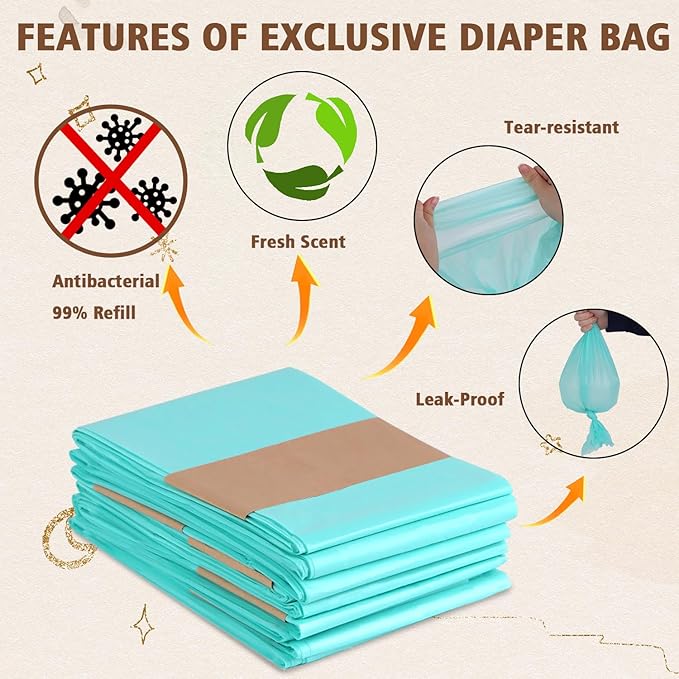 Sloyar Refills Compatible with DEKOR CLASSIC Diaper Pails/5 Pack/Versatile and Functional/Suitable for Seniors and Infants/Baby Powder Fragrance/Holds up to 2750 Diapers