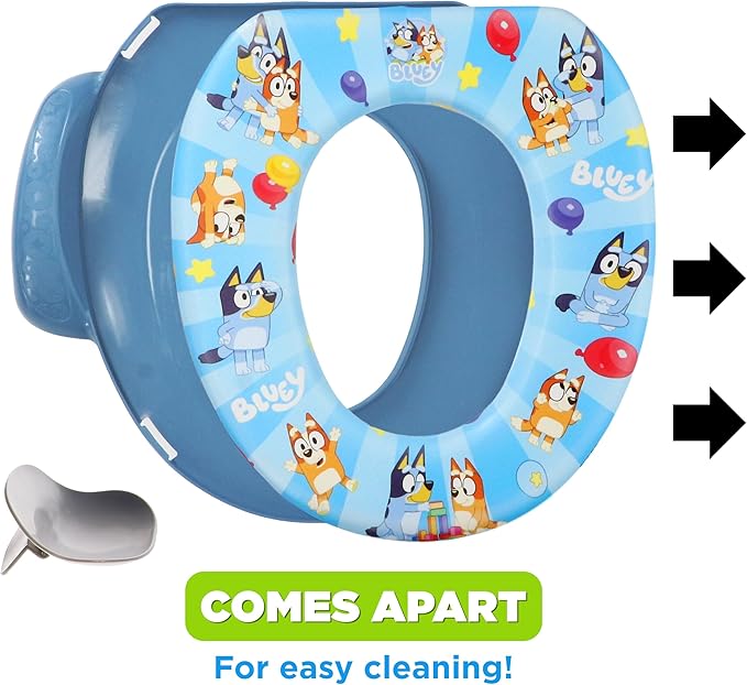 Bluey Potty Training Set, 2 pieces combine soft potty seat and a non-slip step stool, for toddlers and kids, potty training with fun Bluey characters.