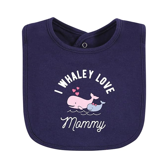 Hudson Baby Unisex Baby Cotton Bibs, Whaley Cute Girl, One Size