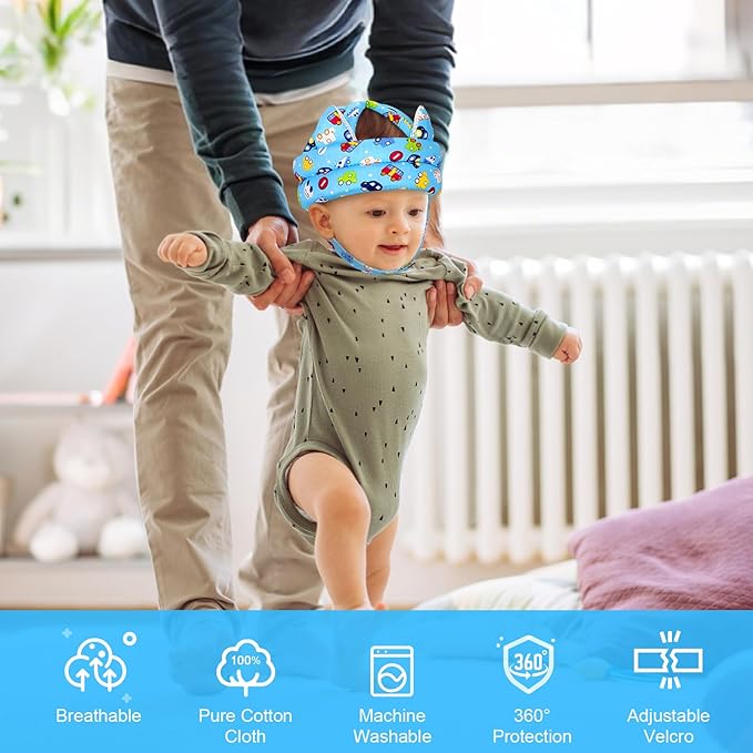 Accmor Baby Head Protector for Crawling and Walking, Cute Baby Helmet Adjustable No Bumps Infant Safety Cap, Breathable Protective Headguard Soft Cushion Anti-Collision Toddler Helmet for 6m-24m Kid
