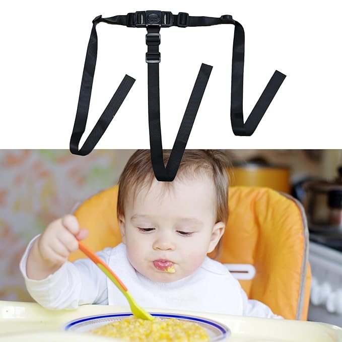 Universal 3 Point Harness Baby Chest Harness for Child/Kid Seats, Adjustable Harness Strap for High Chair/Pushchair/Stroller, Black