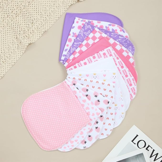 Baby Burp Cloths &Baby B.ibs 2-in-1 Design 3 Layers Thicken Cotton Absorbent and Soft Spit Up Burping Rags Set for Newborn (Multicolor-02)
