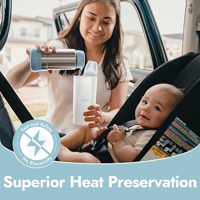 Papablic Portable Travel Baby Bottle Warmer Plus, 18 oz Large Capacity Stainless Steel Bottle Warmer, Safe & Easy to Clean