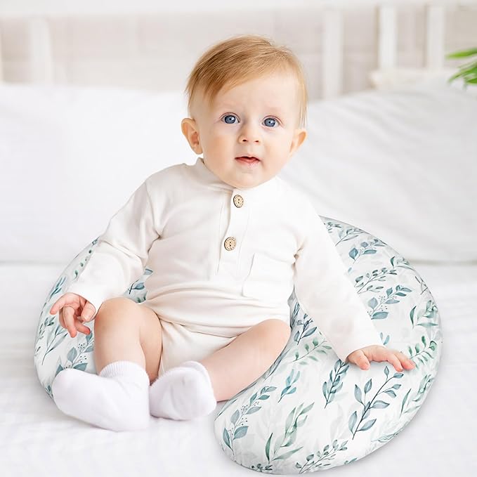DILIMI Nursing Pillow Cover, Soft Stretchy Nursing Cover for Breastfeeding Pillow, 1 Pack Reversible Removable Slipcover for Baby Boy and Girls, Green Leaf