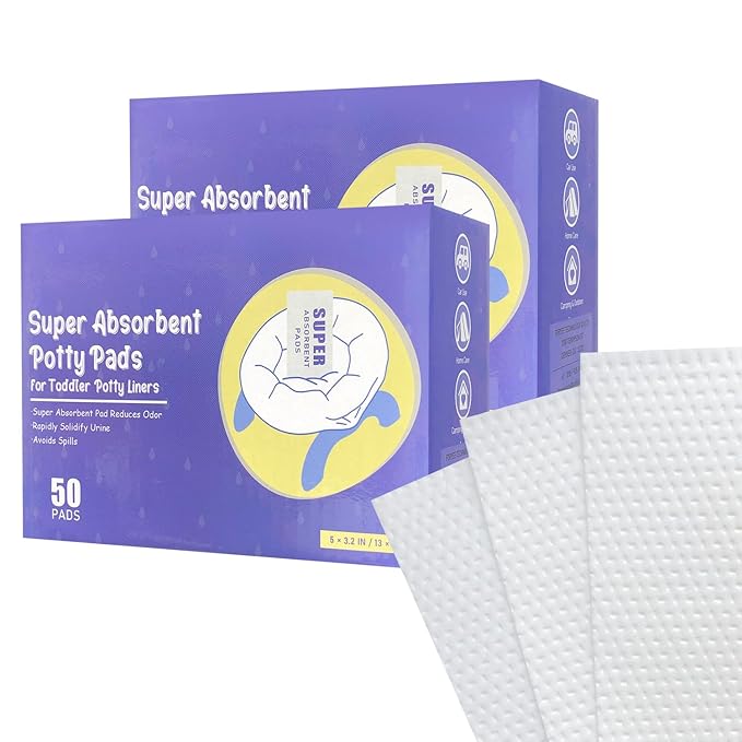 Disposable Potty Absorbent Pads for Kids Travel,Toilet Refill Pouch for Toddler Toilets Portable Fast-Acting Absorbent Fit All Baby Travel Potty Bags - 100 Pads