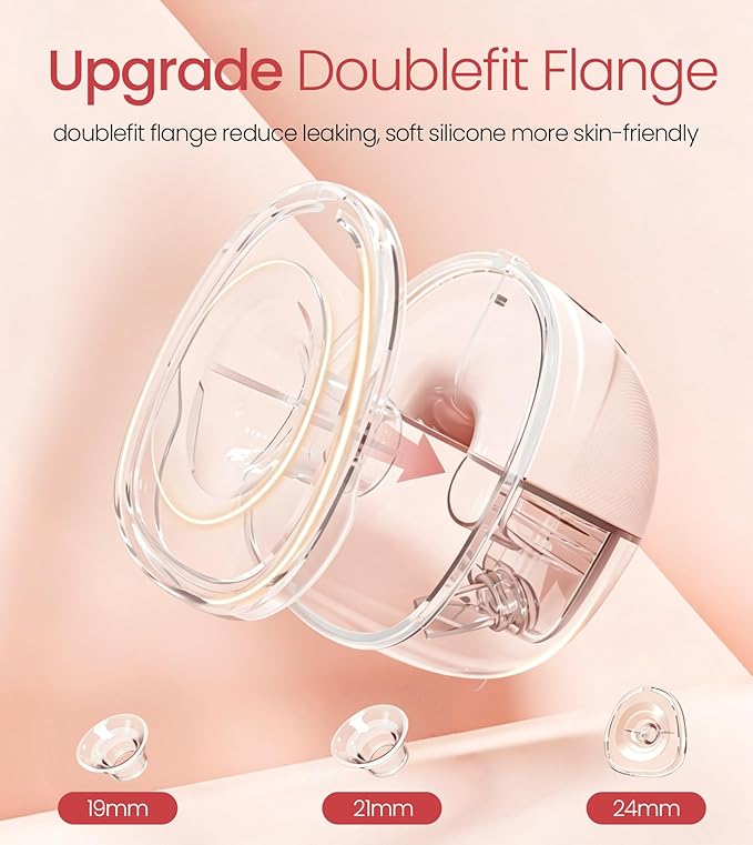 NCVI Breast Pump Hands Free, Double Wearable Electric Breast Pump with Strong Suction, 150min Battery Life with 4 Modes & 9 Levels, 19/21/24mm Flange Anti-Leakage Portable Breastfeeding Pump for Moms