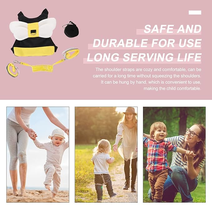 Toddmomy Toddler Harness Leash Anti Lost Wrist Link Walking Wristband Safety Backpack Cute Assistant Strap Belt for Toddlers Child Baby Outdoor Activity Yellow