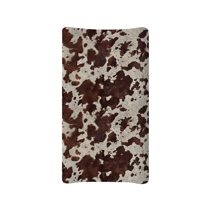 Brown Wild Cow Print Changing Pad Cover Baby Nursery Diaper Changing Pad Sheets Soft Breathable Wipeable Diaper Pad Covers for Changing Table 32"x16"