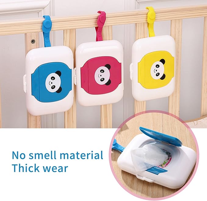 Wet Wipes Storage Box, Baby Wipes Dispenser, Portable Refillable Baby Wet Wipe Pouch Dispenser, Reusable Stroller Wet Wipes Box for Outdoor Travel(Blue)