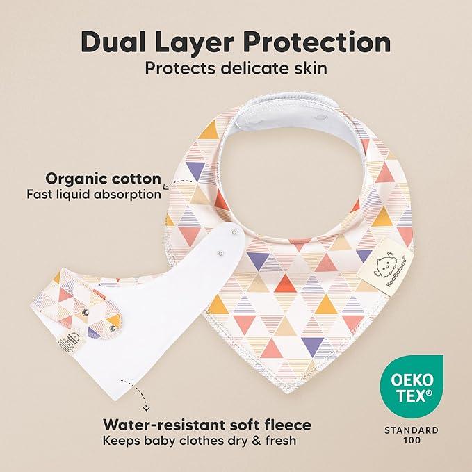 KeaBabies 8-Pack Organic Baby Bandana Bibs for Girls - Super Absorbent Triangle Baby Bibs for Drooling and Teething Infant, 100% Cotton Extra Soft for Newborn, Infant 0-36 Months (Prism)