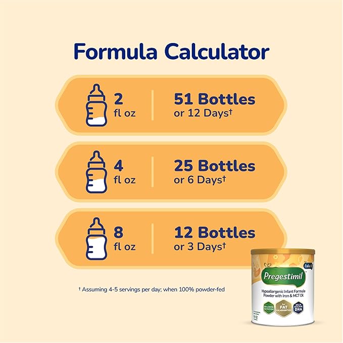 Enfamil Pregestimil Infant Formula with MCT Oil, for Fat Malabsorption Problems, Hypoallergenic Powder Can, 16 Oz, Pack of 6