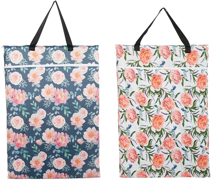 2 Pack Large Hanging Wet Bags Laundry Pail Bags Cloth Diapers Reusable