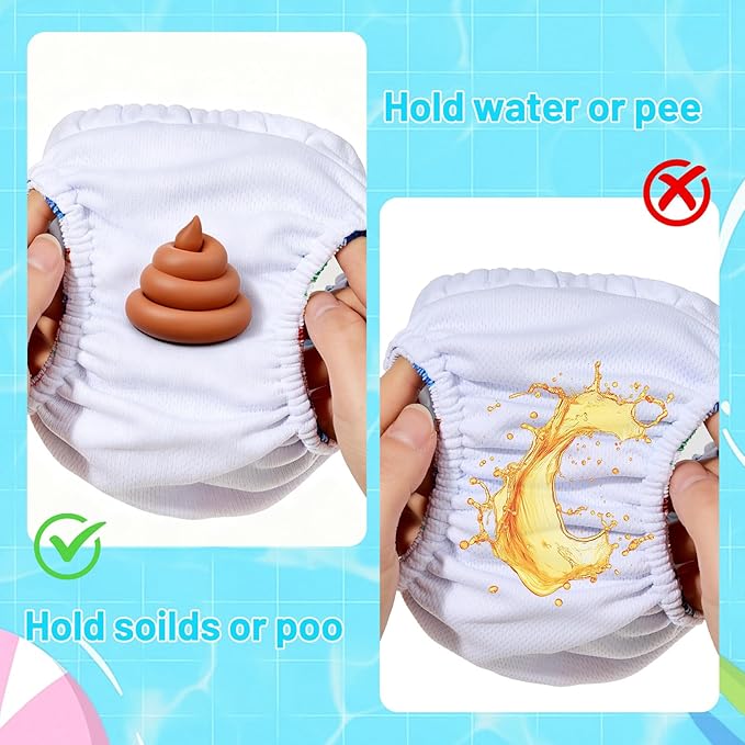Durio Reusable Swim Diapers for Baby Toddler Newborn Washable Water Diapers for Swimming Beach Essentials