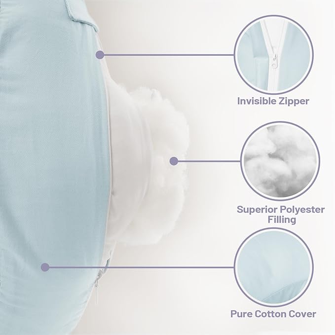 AMASKY Nursing Pillow for Breastfeeding and Bottle Feeding, Ergonomic Support for Mom and Baby, Removable Washable Cover(Light Blue), Pallet of Product