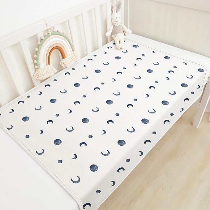 Baby Changing Pad Portable Travel Changing Pad 2 Pack, Foldable Changing Mat 35 * 29.5 inch Absorbent and Soft Changing Mat Diaper Bag Essentials - Blue&Blue Moon